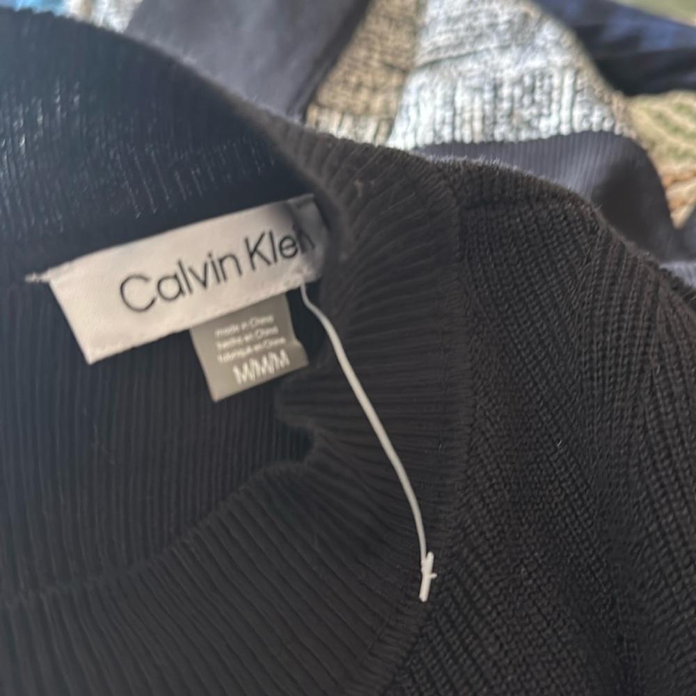 NWT CALVIN KLEIN BLACK MIXED MEDIA LONG SLEEVE SHEATH DRESS - Picture 7 of 7